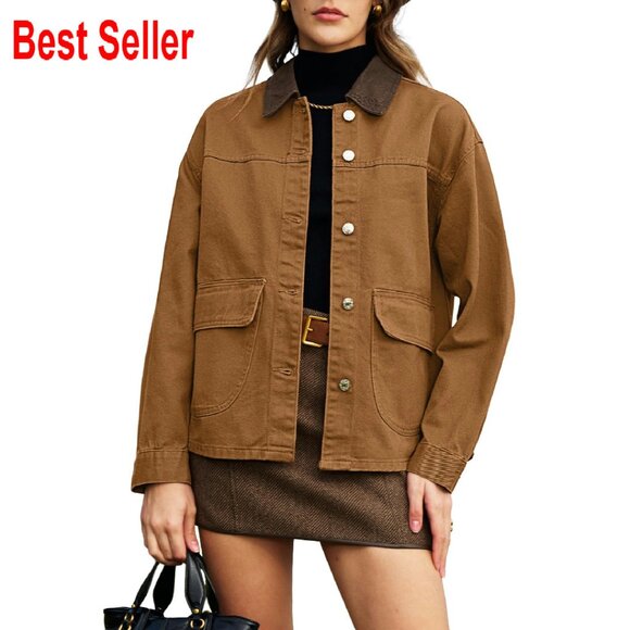 Oversized Denim Jacket Boyfriend Fit Classic Retro Chic Button Down Collar